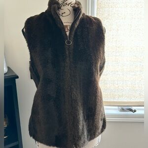 LOFT Brown Faux Fur Vest